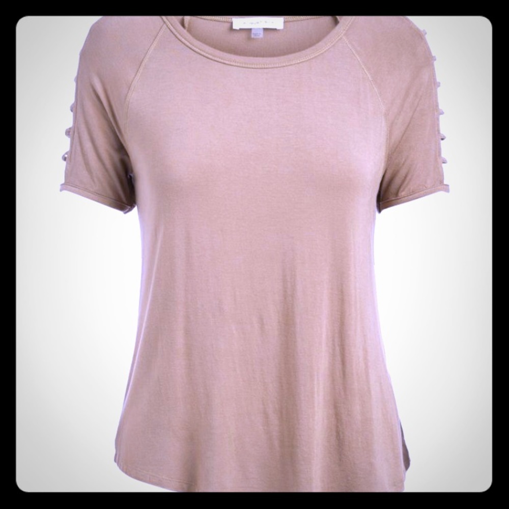 August Silk Olive Ladder Sleeve Top L
